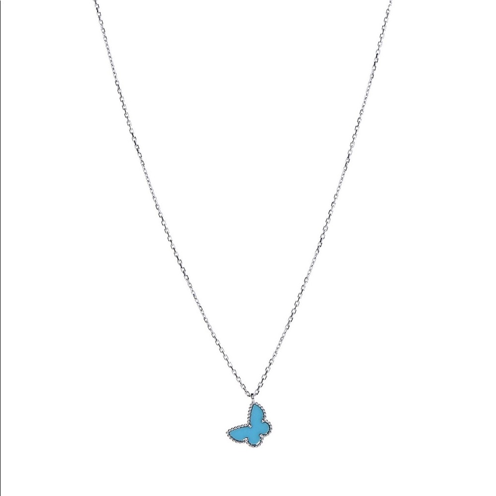 Van Cleef & Arpels 18k white gold Sweet Alhambra butterfly pendant necklace